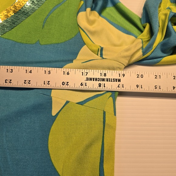 Lilly Pullitzer Leaf Resort 70's Inspired Sequins V-Neck Bell Sleeve Dress Large - Picture 6 of 7